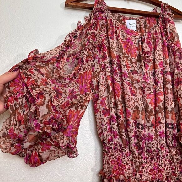 MISA Laila Maxi Cutout Dress in Hibiscus Flora Size XS - Picture 5 of 11